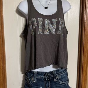 🩶PINK Victoria's Secret Gray Bling Sequin Tank Top🩶